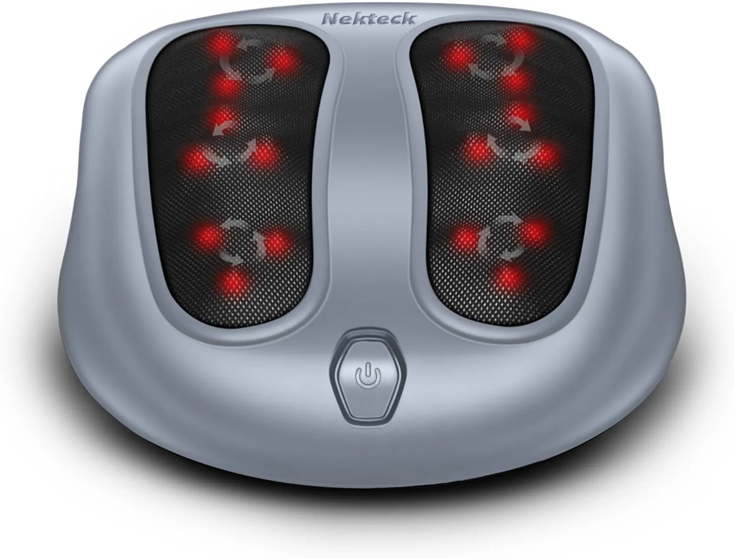 Nekteck Foot Massager with Heat, Shiatsu Heated Electric Kneading Foot Massager Machine for Plantar Fasciitis, Built-in Infrared Heat Function and Power Cord(Gray)