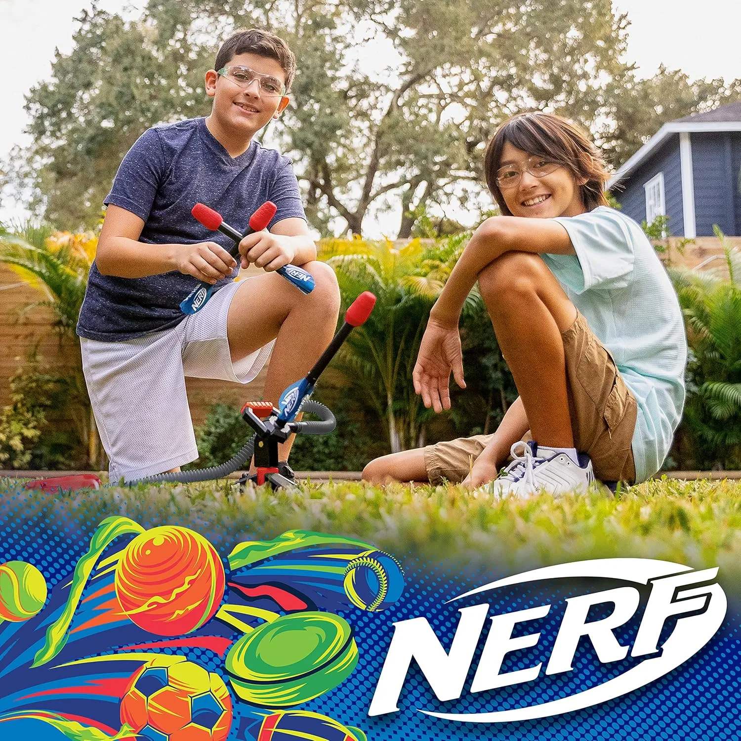 Nerf Kids Toy Rocket Launcher - Rip Rocket Jump Rockets   Launcher - Boys   Girls Toy Stomp Launcher   Missiles Set