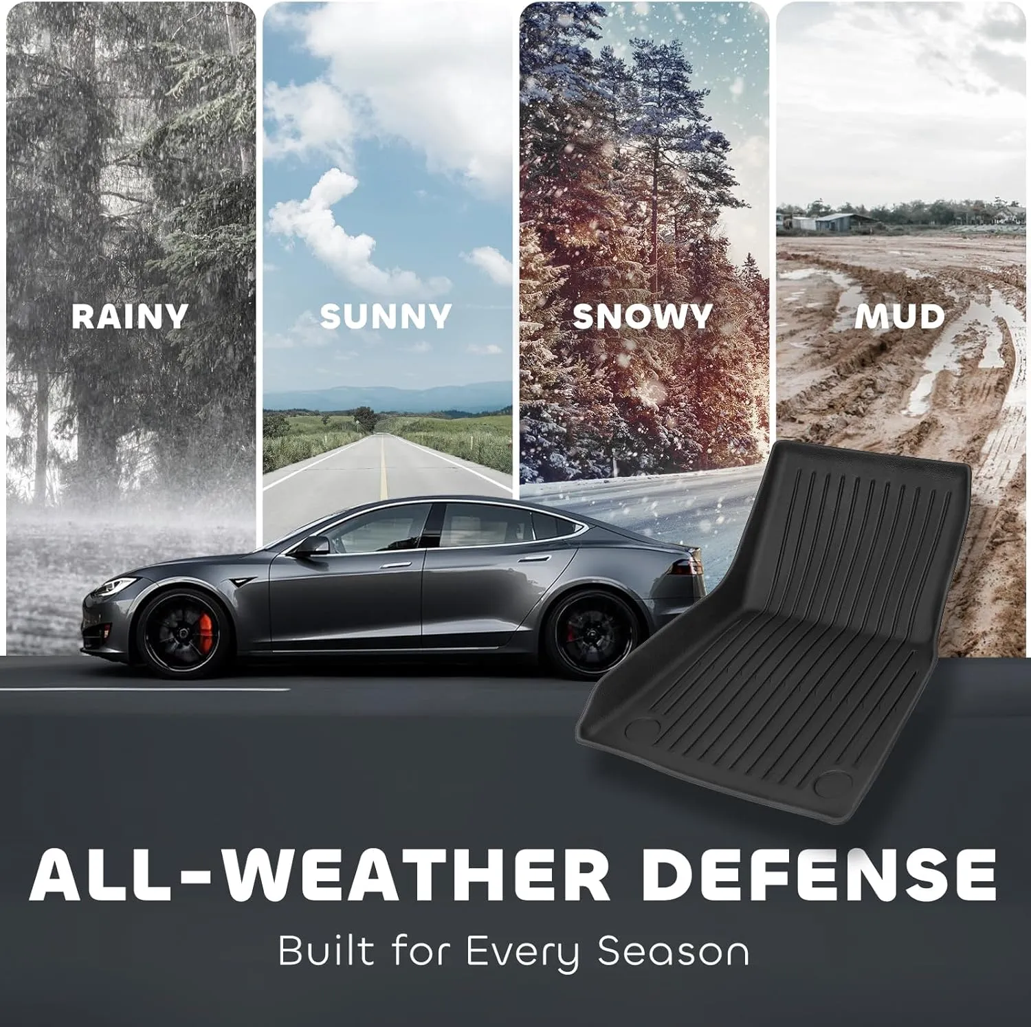 New 2025-2026 Tesla Model Y Juniper Floor Mats 5-Seat | All Weather TPE Waterproof Anti-Slip Friction-Resistant Front & Rear Trunk Mats | Floor mats for Families and pet Lovers