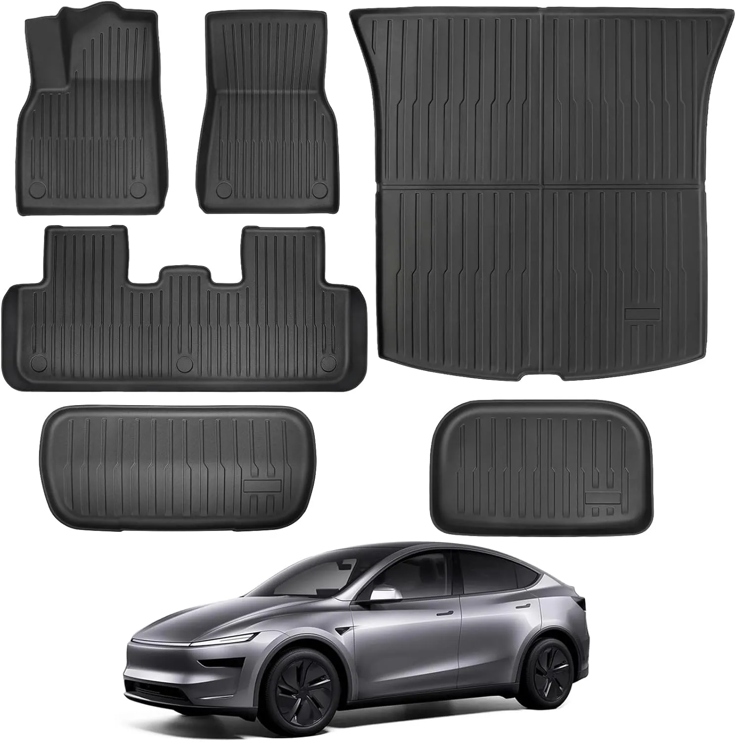 New 2025-2026 Tesla Model Y Juniper Floor Mats 5-Seat | All Weather TPE Waterproof Anti-Slip Friction-Resistant Front & Rear Trunk Mats | Floor mats for Families and pet Lovers