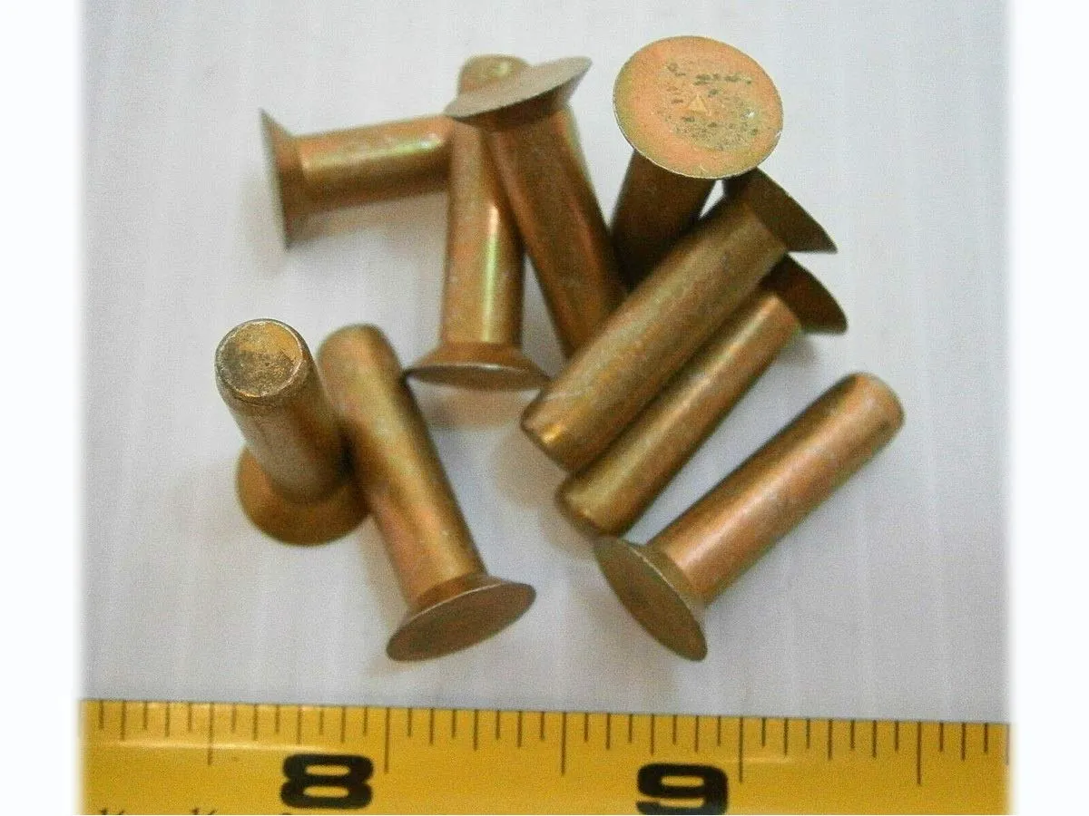 New Ampex 1/4 1" inchL 100 Degree Flat Head Solid Rivet Steel Yellow zinc Pack of 25 #PL0533-A Warranity by Pr-Merchant