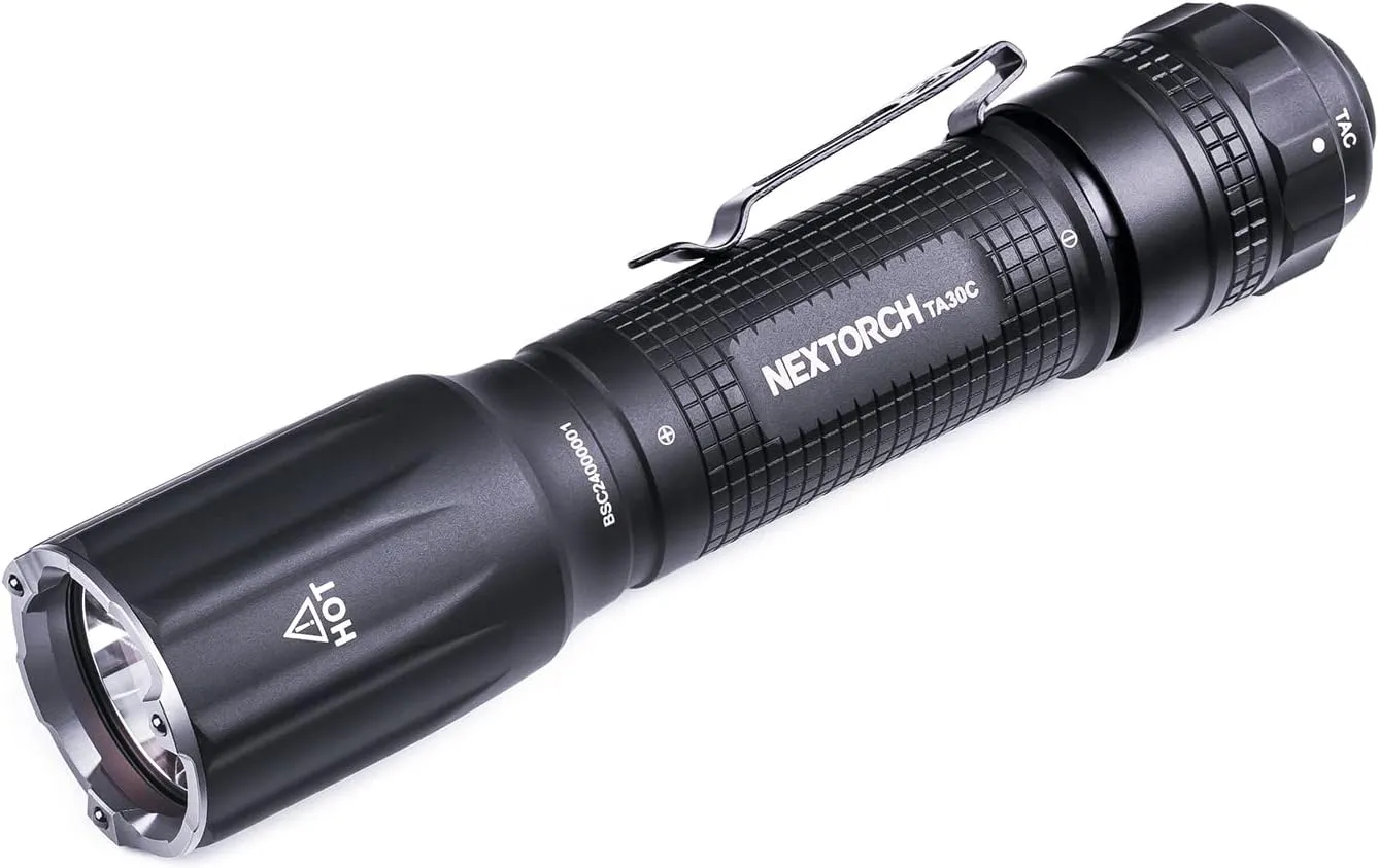 NEXTORCH TA30C Tactical Flashlight High Lumens, 1600 Lumens Powerful Emergency Rechargeable Compact Flashlight with 5 Modes & Strobe & Ceramic Glass Breaker, for Outdoor Use