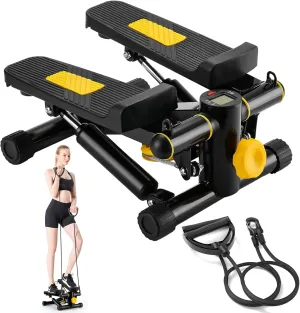 NOAOVO Mini Stepper with Resistance Bands, Portable Stair Stepper Machine - 400LBS Loading Capacity, Home Office Workout