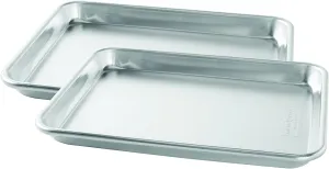 Nordic Ware Quarter Sheet Baking Pan (2 count) and Half Sheet with Grid, Natural Aluminum