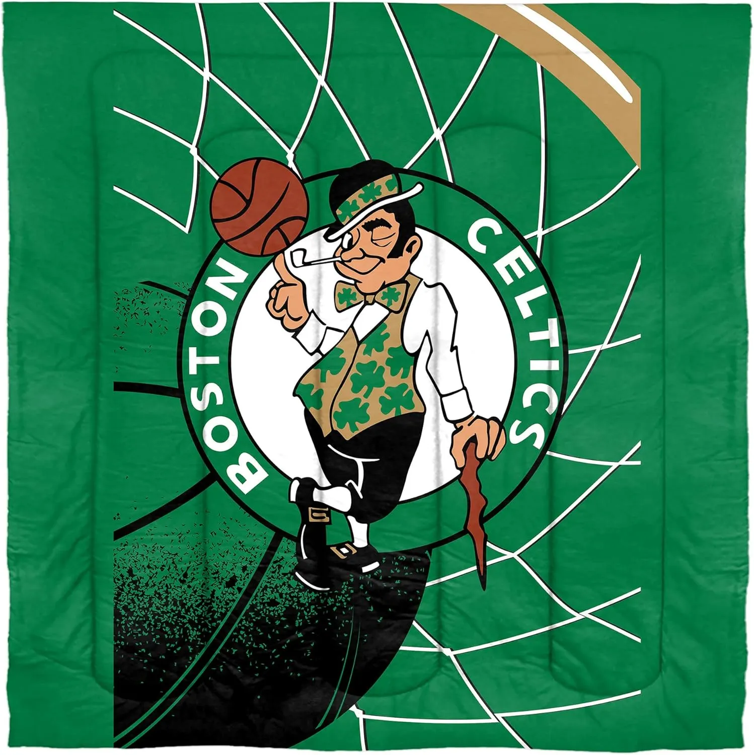 NORTHWEST NBA Boston Celtics Officially Licensed Comforter Set – NBA Team Logo Bedding – Super Soft Game Day Bed Set with Shams – Green and White Team Colors, Full/Queen