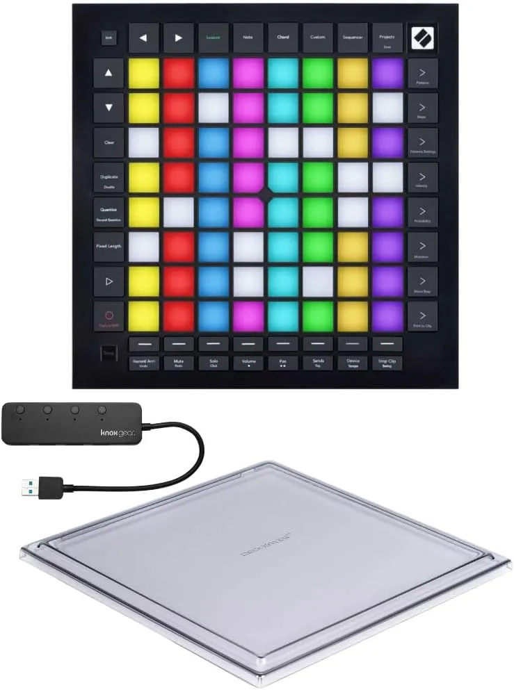 Novation Launchpad Pro MK3 MIDI Controller - USB Ableton Live Pad - Compact Design for Music Producers and DJs Bundle with Protective Hard Cover and 4-Port USB 3.0 Hub (3 Items)