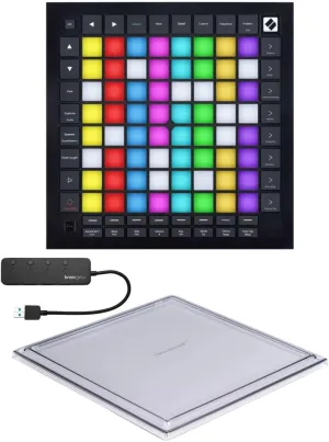 Novation Launchpad Pro MK3 MIDI Controller - USB Ableton Live Pad - Compact Design for Music Producers and DJs Bundle with Protective Hard Cover and 4-Port USB 3.0 Hub (3 Items)