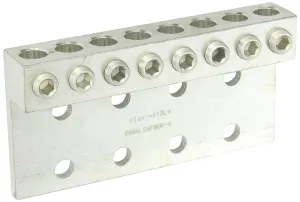 NSI 8-350L8 Dual Rated Transformer Lug, 350 MCM - 6 AWG Wire Range, 0.563" Mouting Hole, 3/8" Hex Size, 7.62" Width, 1.38" Height, 4.31" Length