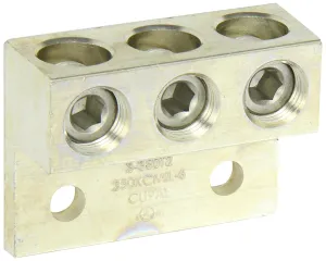NSI Dual Rated Transformer Lug, 350 MCM - 6 AWG Wire Range, 0.375" Mouting Hole, 3/8" Hex Size, 2.84" Width, 1.25" Height, 2.25" Length