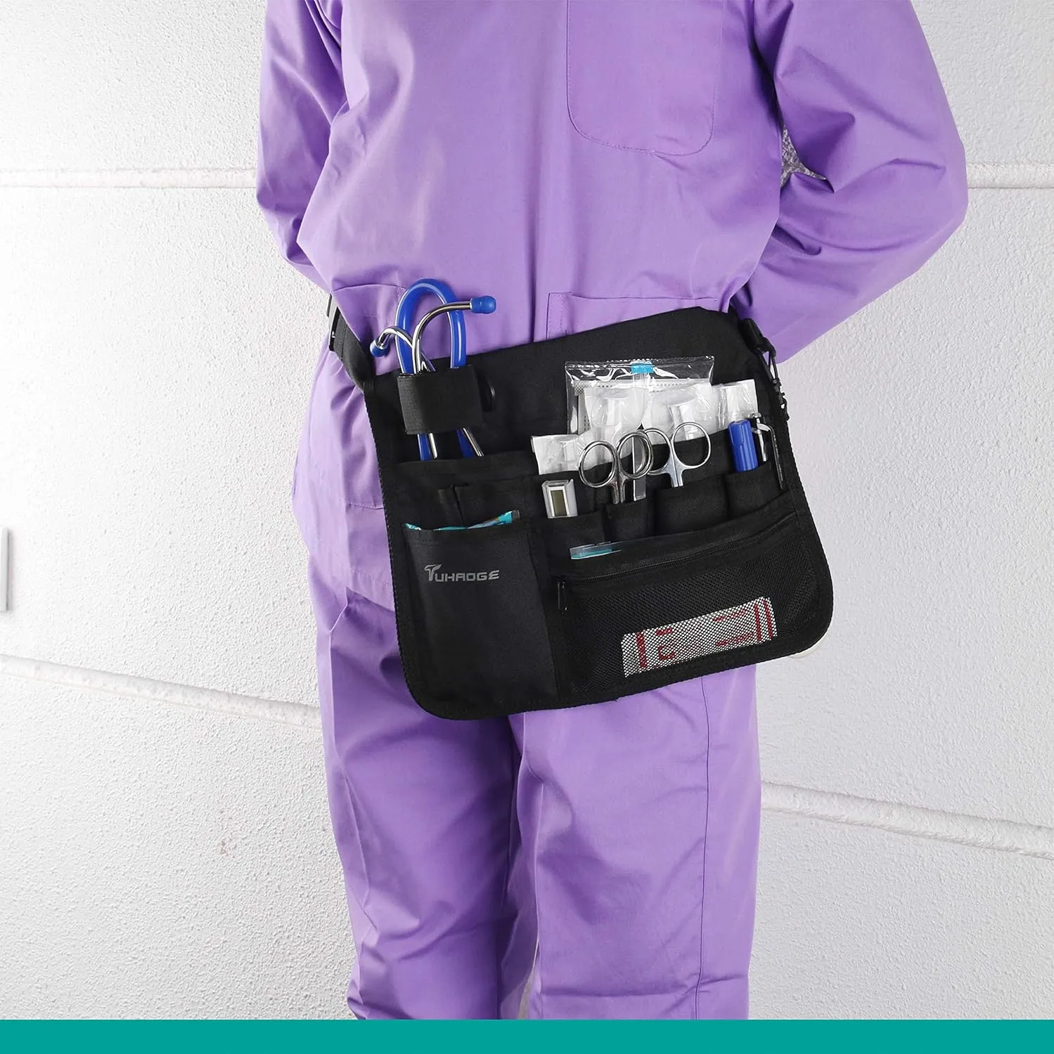 Nurse Storage Bag Multifunctional Nurse Storage Bag, Medical Kit Practical Waist Bag Nurse Pocket Storage Bag (Black)