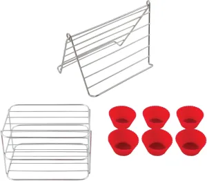 NUWAVE 6 QT Air Fryer Accessories 6 Silicone Egg Liners, a Stainless Steel Toaster Rack and a Stainless Steel Bacon Rack (Breakfast Kit)