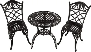 Oakland Living Grape Outdoor Patio Garden Aluminum 3 Piece Bistro Set in Sand Black