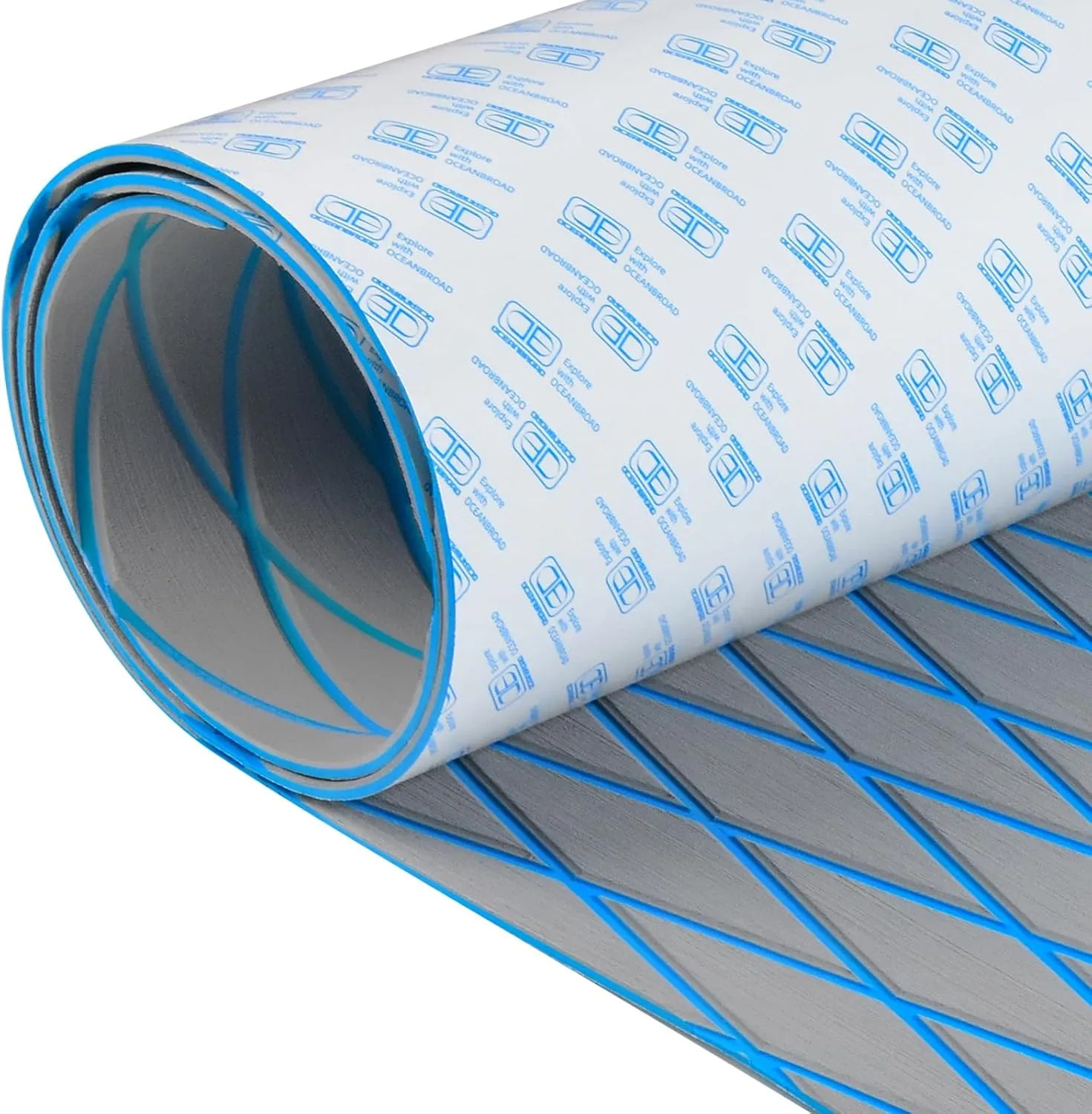 OCEANBROAD Self-Adhesive 96''x25''/15''/22.5''/35''/45'' Diamond Pattern Boat Flooring EVA Foam Marine Boat Decking Sheet Non-Slip Mat for Jon Motor Boats Yacht Helm Pad RV Floor