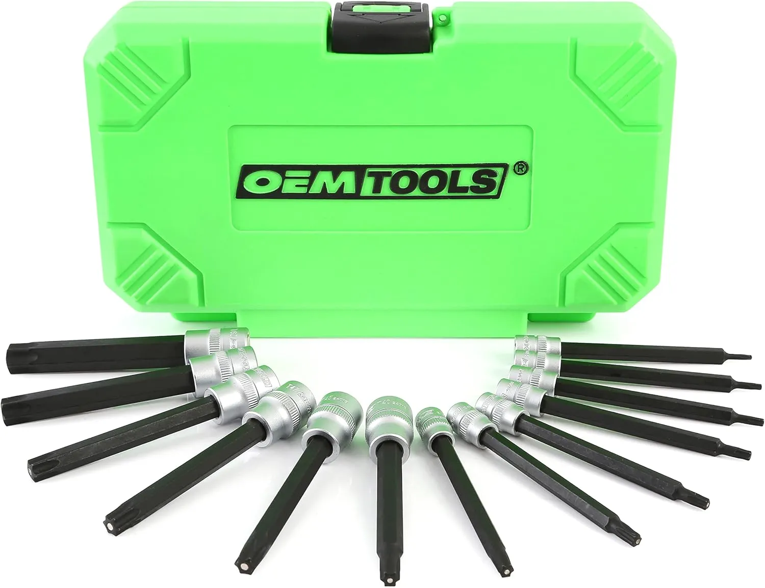 OEMTOOLS 23905 Magnetic Long Torx Bit Set, 13-Piece Socket Set, Corrosion-Resistant Star Bit Socket Set for Automotive Repair, Heat-Treated S2 Steel
