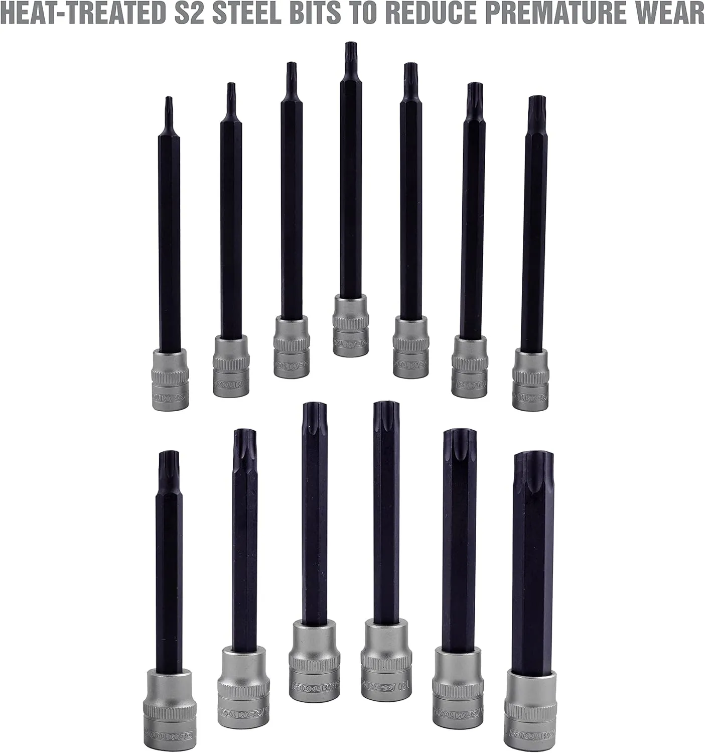 OEMTOOLS 23905 Magnetic Long Torx Bit Set, 13-Piece Socket Set, Corrosion-Resistant Star Bit Socket Set for Automotive Repair, Heat-Treated S2 Steel