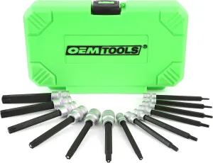 OEMTOOLS 23905 Magnetic Long Torx Bit Set, 13-Piece Socket Set, Corrosion-Resistant Star Bit Socket Set for Automotive Repair, Heat-Treated S2 Steel
