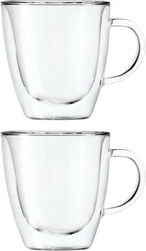 Oggi Set of 2 Double Wall Glass Coffee Cups - 16oz, Ultra Clear Borosilicate Glass Insulated Coffee Cup Set, Tea Cup Set, Cappuccino Cup Set, Latte Cup Set