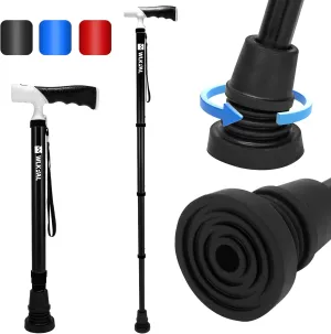 One-Button MagicFold Walking Cane (Anchor Series) – Fold Manually Like an Umbrella | Compact, Lightweight & Travel-Friendly Folding Cane, Adjustable, All-Terrain Tips, Elegant Muted Tones