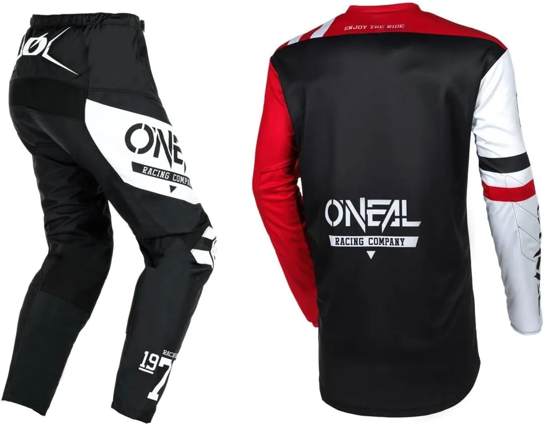 O'NEAL 2025 Element Warhawk Jersey Adult Motocross Offroad Gear Combo (Black/White/Red,Medium/32)