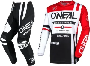 O'NEAL 2025 Element Warhawk Jersey Adult Motocross Offroad Gear Combo (Black/White/Red,Medium/32)