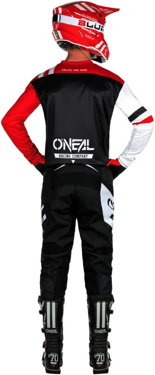 O'NEAL 2025 Element Warhawk Jersey Adult Motocross Offroad Gear Combo (Black/White/Red,Medium/32)