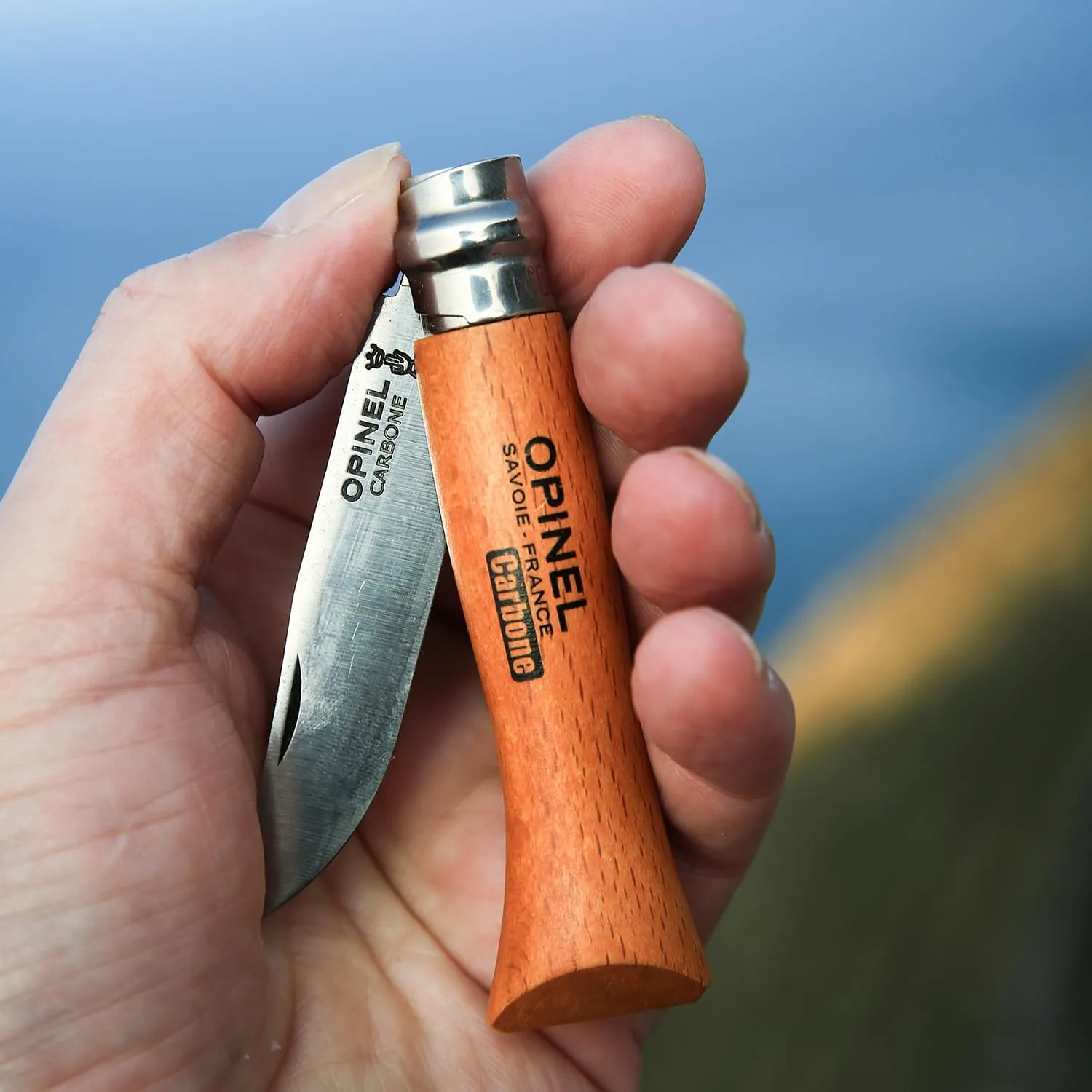 Opinel No.08 Carbon Steel Folding Pocket Knife with Beechwood Handle, Brown (2540089)