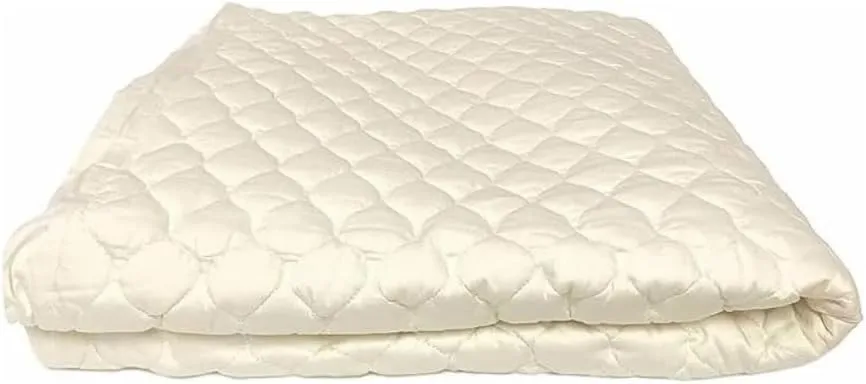 OrganicTextiles Organic Cotton Mattress Pad with 17” Fitted Bed Skirt Deep Pocket (Full Size), GOTS Certified, Soft Silky Feel, Luxurious Quilted Design, Machine Washable, All Season, Skin Sensitive