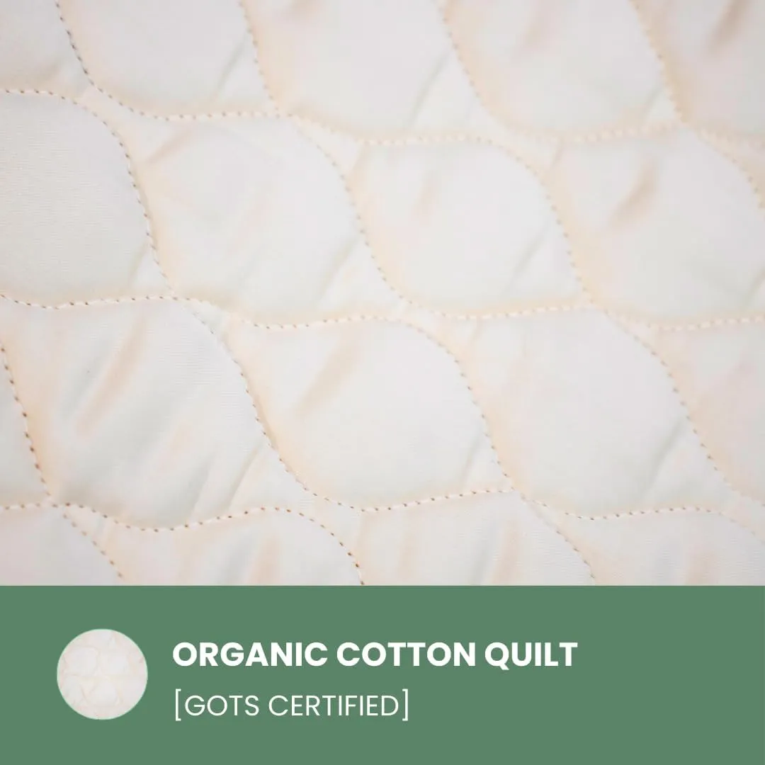 OrganicTextiles Organic Cotton Mattress Pad with 17” Fitted Bed Skirt Deep Pocket (Full Size), GOTS Certified, Soft Silky Feel, Luxurious Quilted Design, Machine Washable, All Season, Skin Sensitive