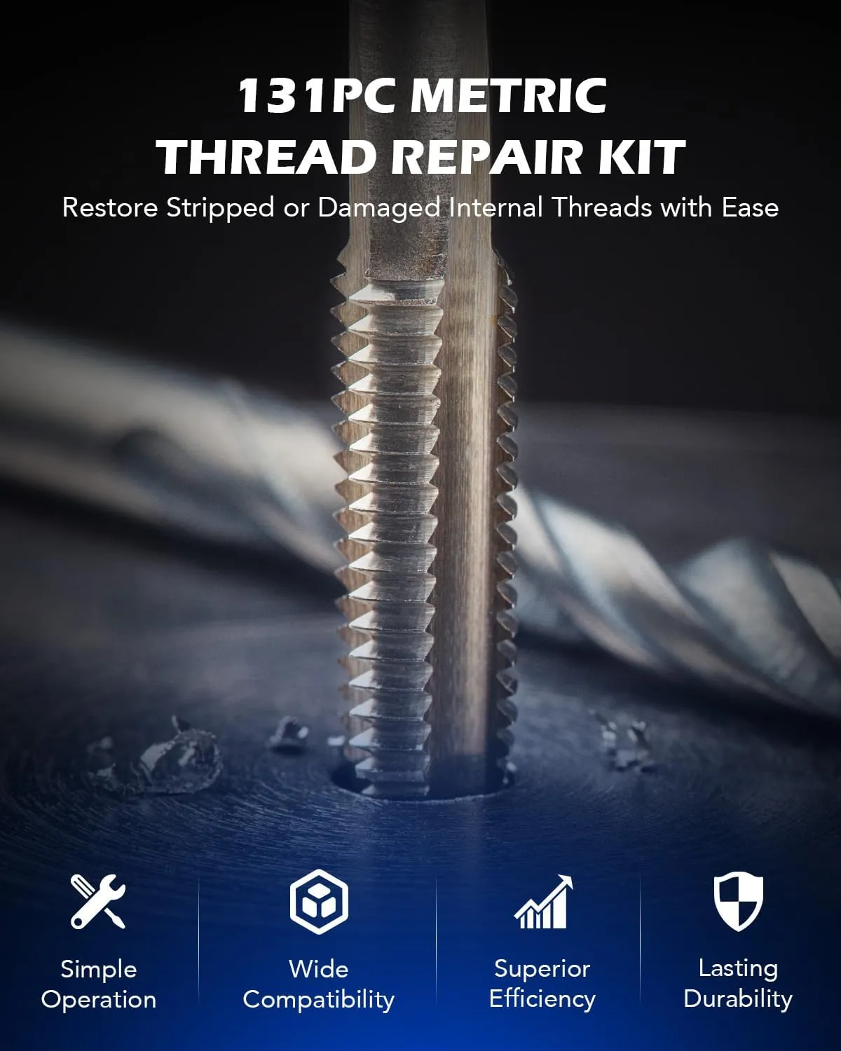Orion Motor Tech Thread Repair Kit, Metric Helicoil Repair Kit with HSS Drill Bits Thread Inserts Taps Breakoff Installation Tools, Portable Rethreading Tool Kit in M5 M6 M8 M10 M12 Sizes