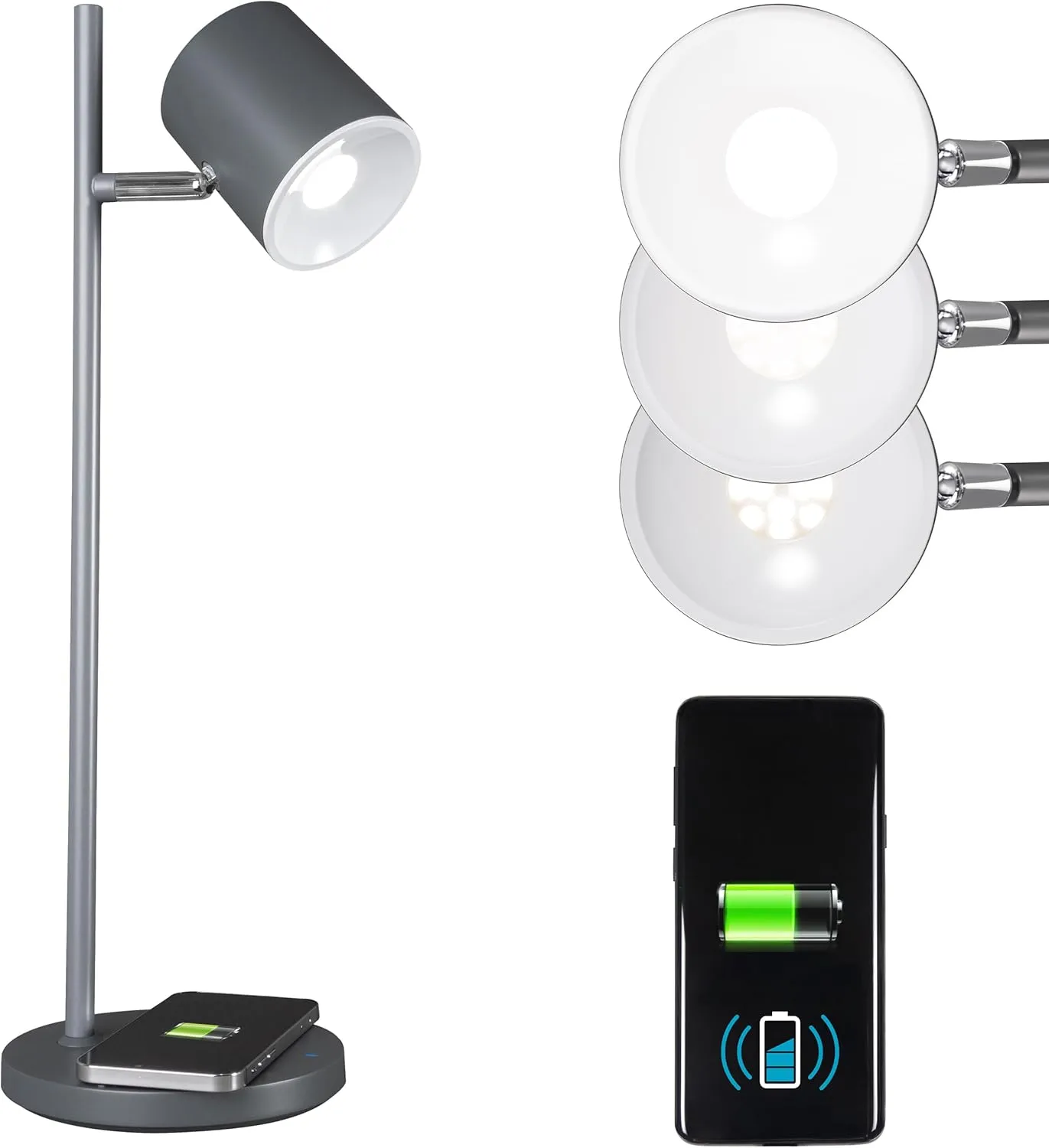 OttLite Good Housekeeping Modern LED Desk Lamp with Wireless Charger, Book Light, Reading Light, Adjustable, Dimmable, Designed to Reduce Eyestrain, Great Desk Lamps for Home Office