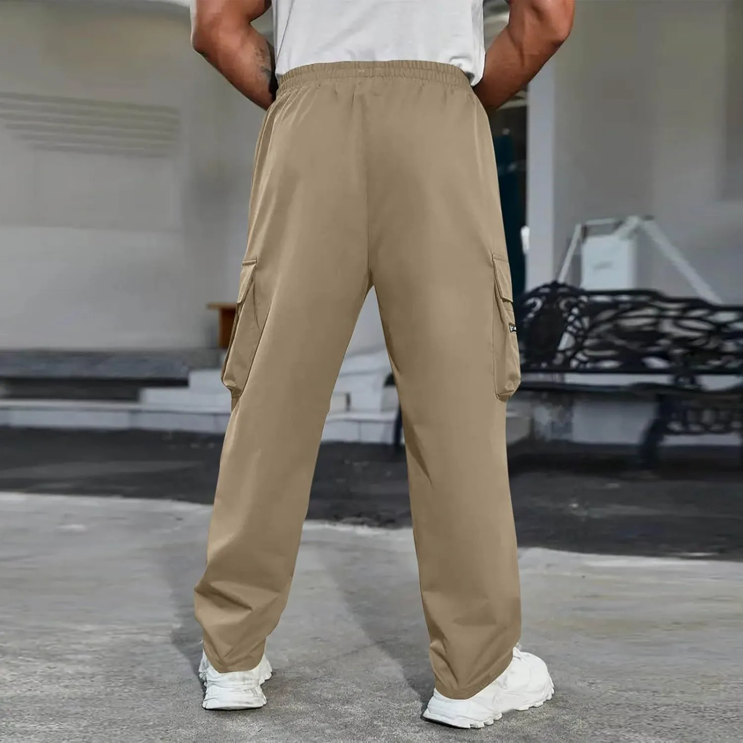 Outdoor Cargo Pants for Men 2025 Lightweight Baggy Street Hiking Pants with Multi-Pockets Oversized Twill Trousers