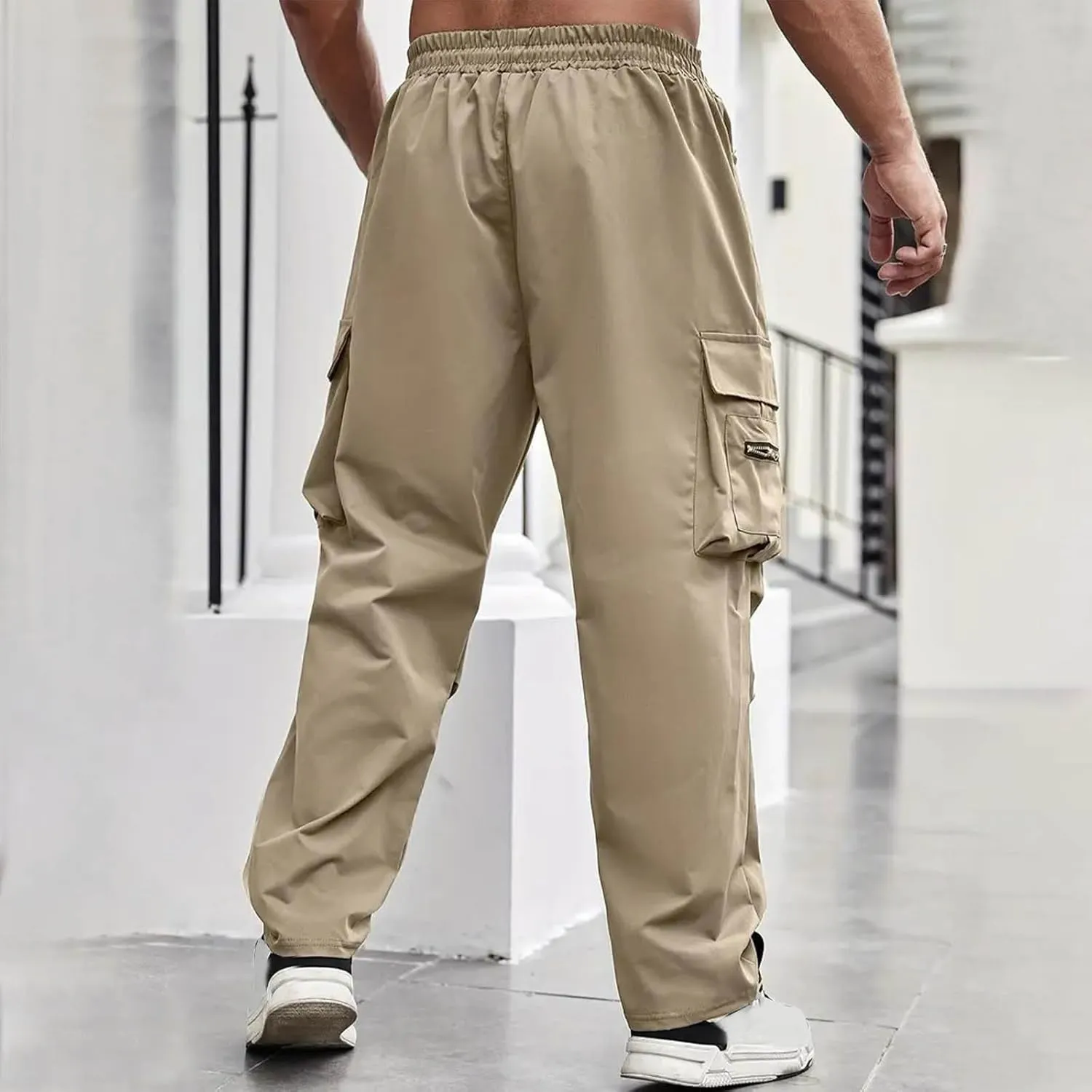 Outdoor Cargo Pants for Men 2025 Lightweight Baggy Street Hiking Pants with Multi-Pockets Oversized Twill Trousers