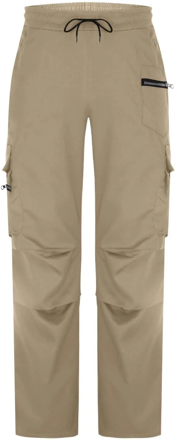 Outdoor Cargo Pants for Men 2025 Lightweight Baggy Street Hiking Pants with Multi-Pockets Oversized Twill Trousers