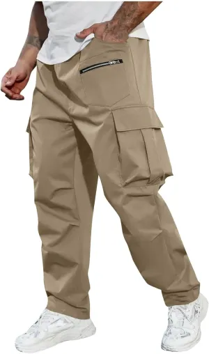 Outdoor Cargo Pants for Men 2025 Lightweight Baggy Street Hiking Pants with Multi-Pockets Oversized Twill Trousers