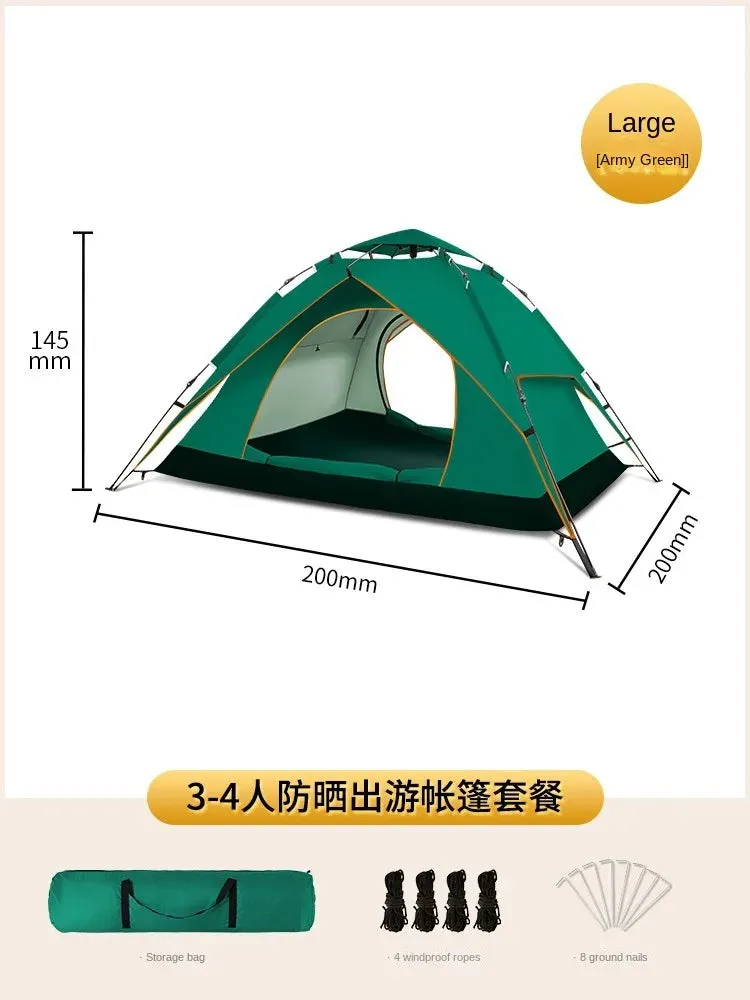 Outdoor Double-Layer Camping Tent Lightweight Adventure Mountaineering Tent Windproof  3-4 person Oxford cloth camping tent Cano