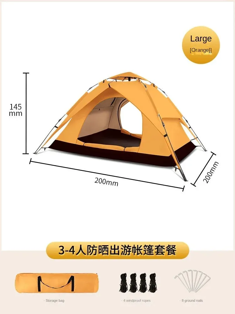 Outdoor Double-Layer Camping Tent Lightweight Adventure Mountaineering Tent Windproof  3-4 person Oxford cloth camping tent Cano