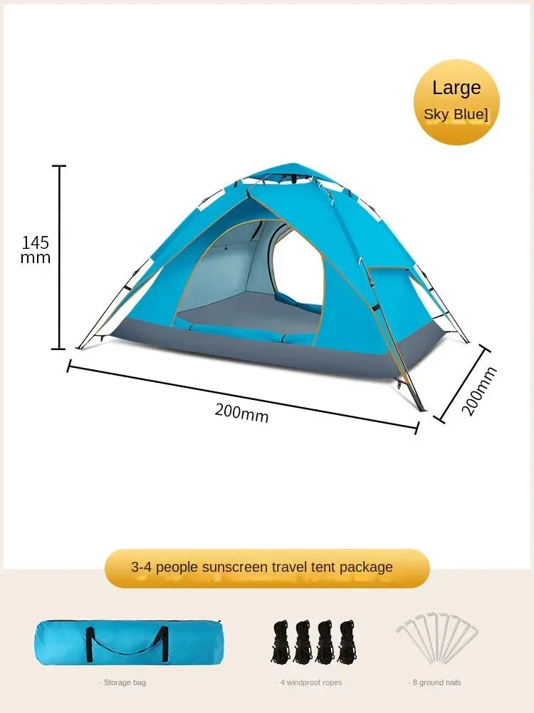 Outdoor Double-Layer Camping Tent Lightweight Adventure Mountaineering Tent Windproof  3-4 person Oxford cloth camping tent Cano