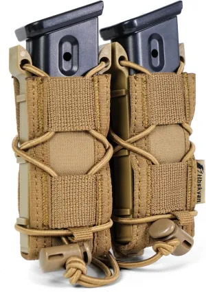 Outdoor Molle Tactical Pouch Universal Magazine Holster Universal 9mm Mag Pouch Single Double Stack for 9mm/.40 Calibers 45acp Response Compatible Molle Belts