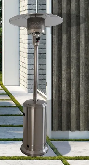 Outdoor Propane Patio Heater for Cozy Evenings, Quiet 46,000 BTUs Heat Output, Elegant Steel Gray Design
