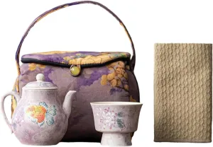 Outdoor travel handbag tea art set - Siyuan pot [Luoxi tea cup] storage bag