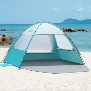 OutdoorMaster Beach Tent for 3/4 Person - Easy Setup Sun Shade Shelter, Portable Beach Shade Sun Canopy with UPF 50  UV Protection, Removable Skylight Family Size