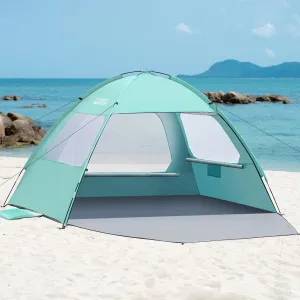 OutdoorMaster Beach Tent for 3/4 Person - Easy Setup Sun Shade Shelter, Portable Beach Shade Sun Canopy with UPF 50  UV Protection, Removable Skylight Family Size