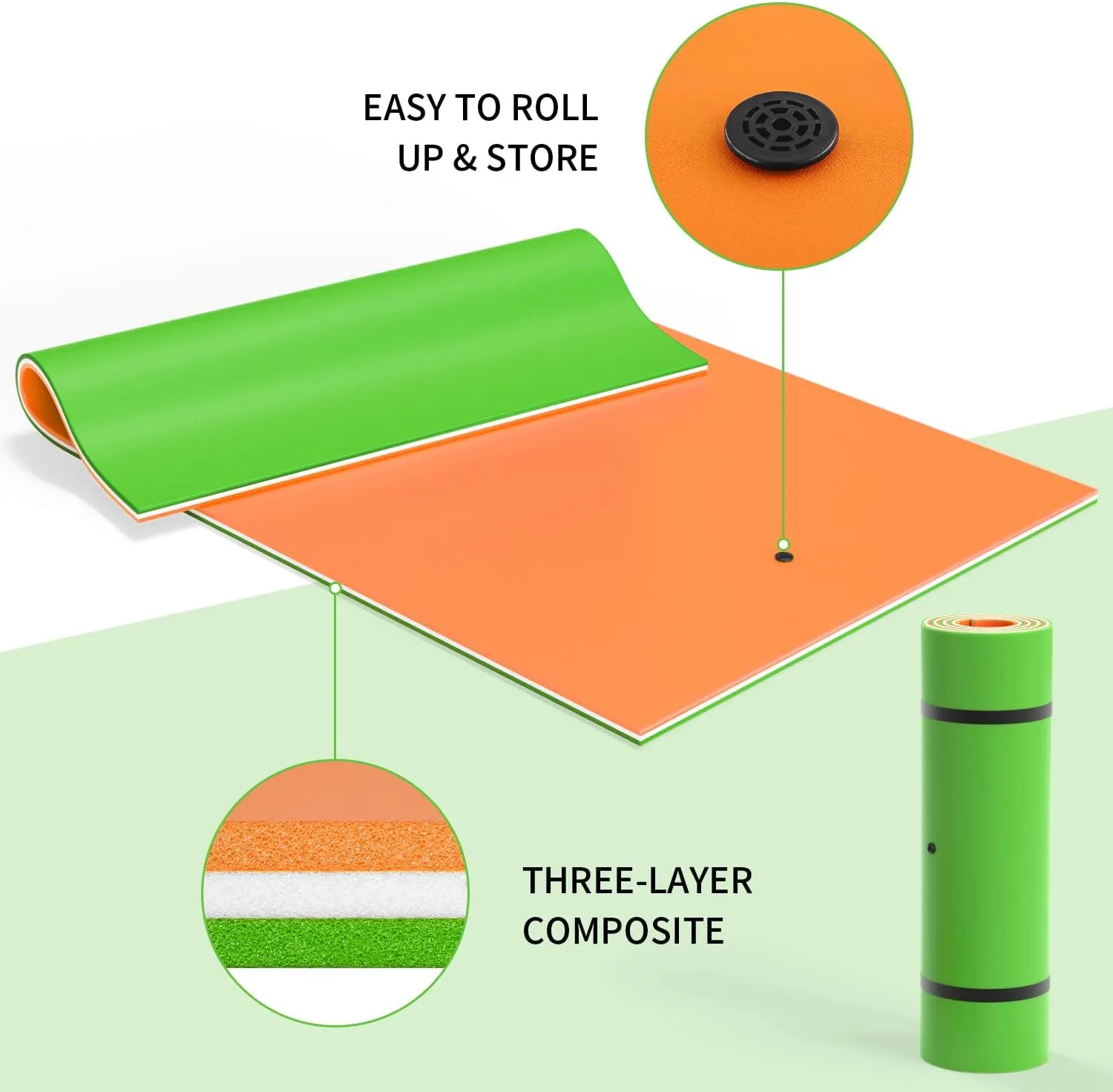 Oversized Lily Pad Floating Mat, 3 Layer 7'/9'/12'/18' Floating Water Mat,Ocean, Beach, River, Pool, Floating Mat for Water Recreation and Relaxing