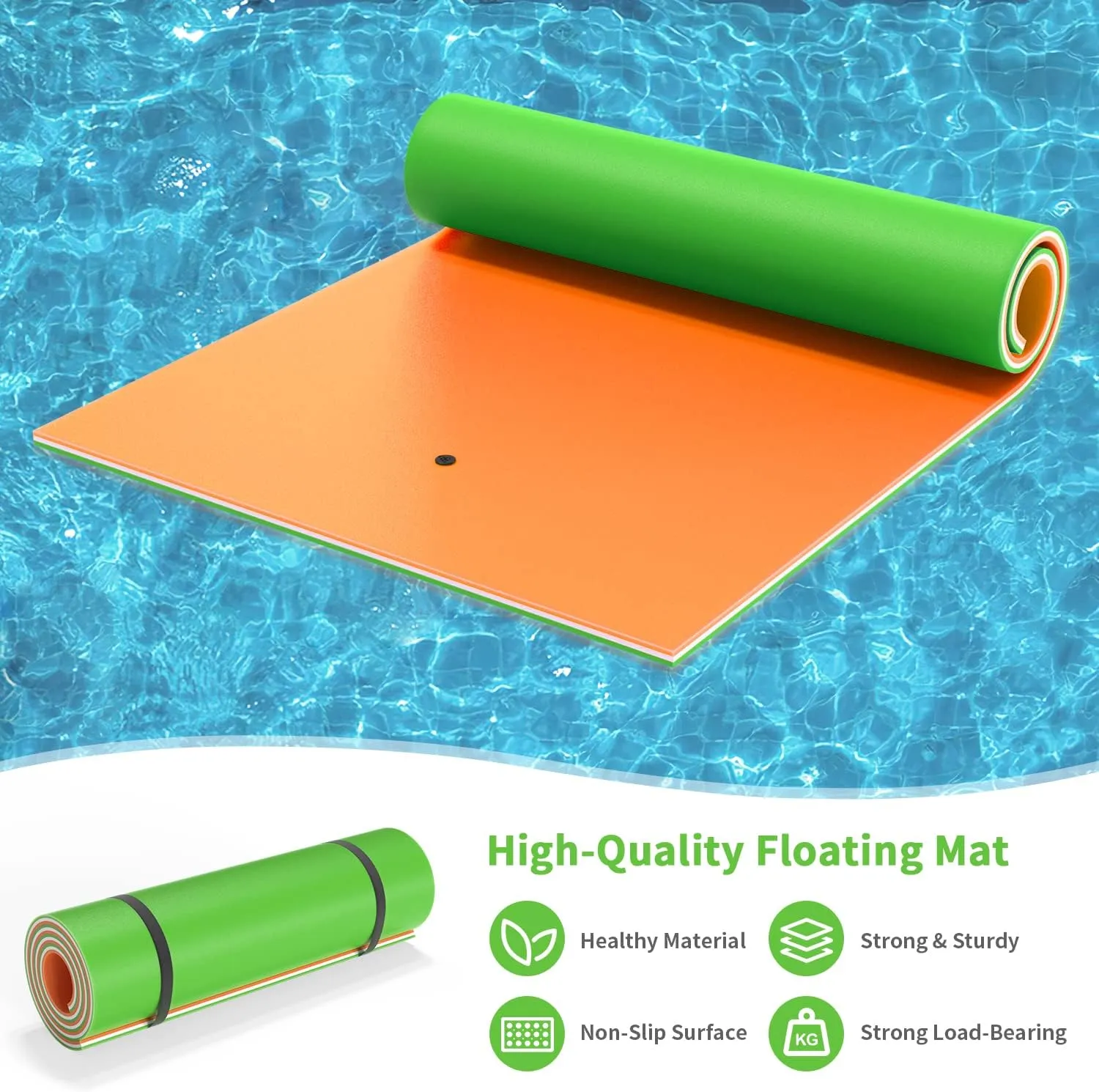 Oversized Lily Pad Floating Mat, 3 Layer 7'/9'/12'/18' Floating Water Mat,Ocean, Beach, River, Pool, Floating Mat for Water Recreation and Relaxing