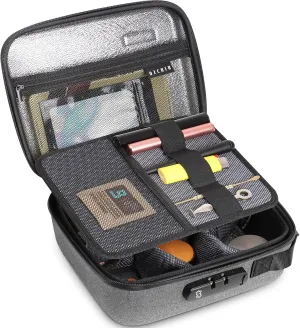 OZCHIN Smell Proof Portable Protection Hard EVA Bag With Combination Lock Bag Storage Case Container Travel Protective Carrying Storage Bag, Great Gifts For Men Or Women (Grey) 8.66" x 9.45" x 4.33"
