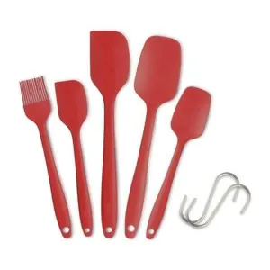 P-Plus International Ideal House Heat-Resistant Silicone Spatula Set (Red – Medium)