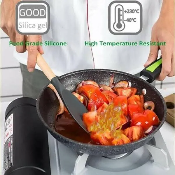 P-Plus International Ideal House Heat-Resistant Silicone Spatula Set (Red – Medium)