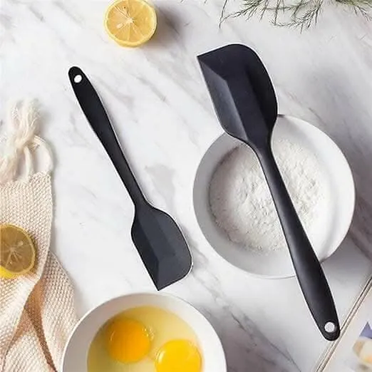 P-Plus International Silicone Spatula Set of 2 – 446°F Heat Resistant (Black)