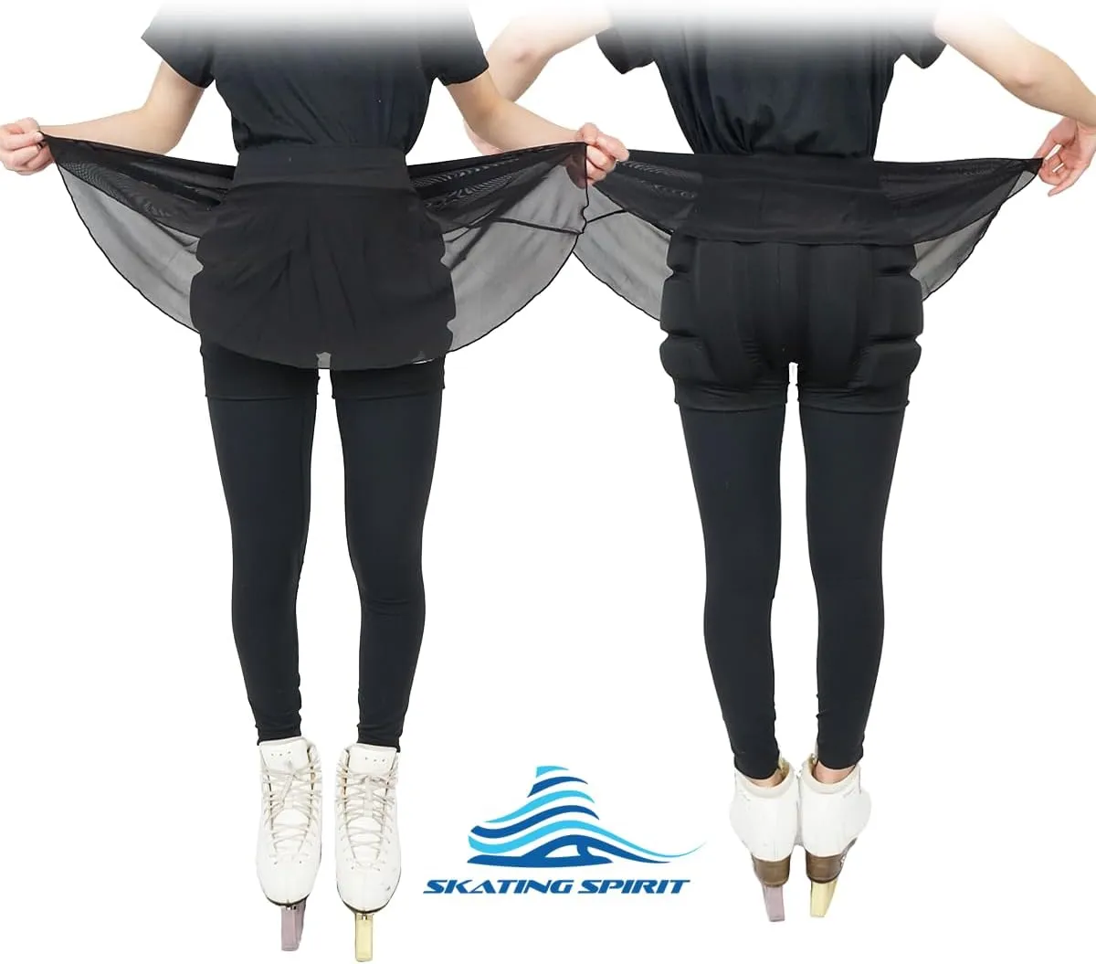 Padded Skating Shorts Protective Crash Pants Built-in Mash Skirt Covering Tailbone Hip Butt Pad