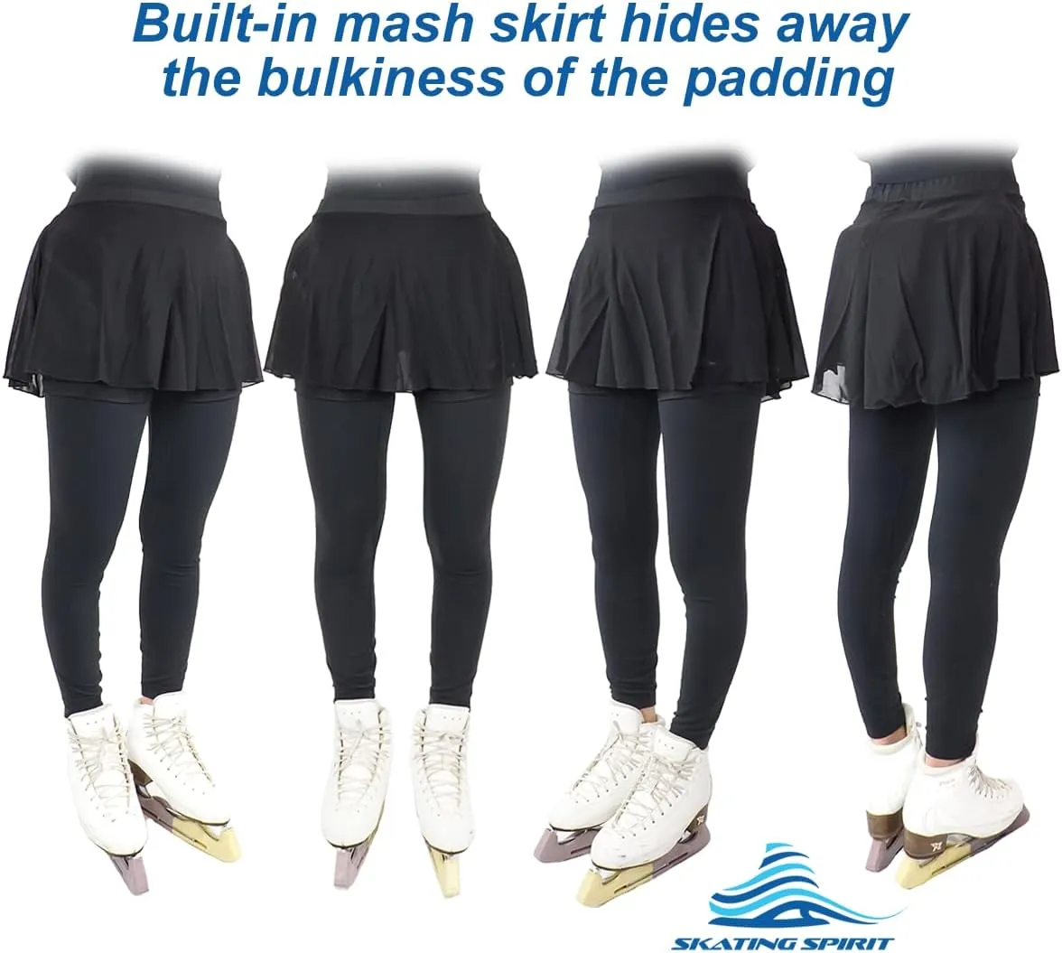 Padded Skating Shorts Protective Crash Pants Built-in Mash Skirt Covering Tailbone Hip Butt Pad